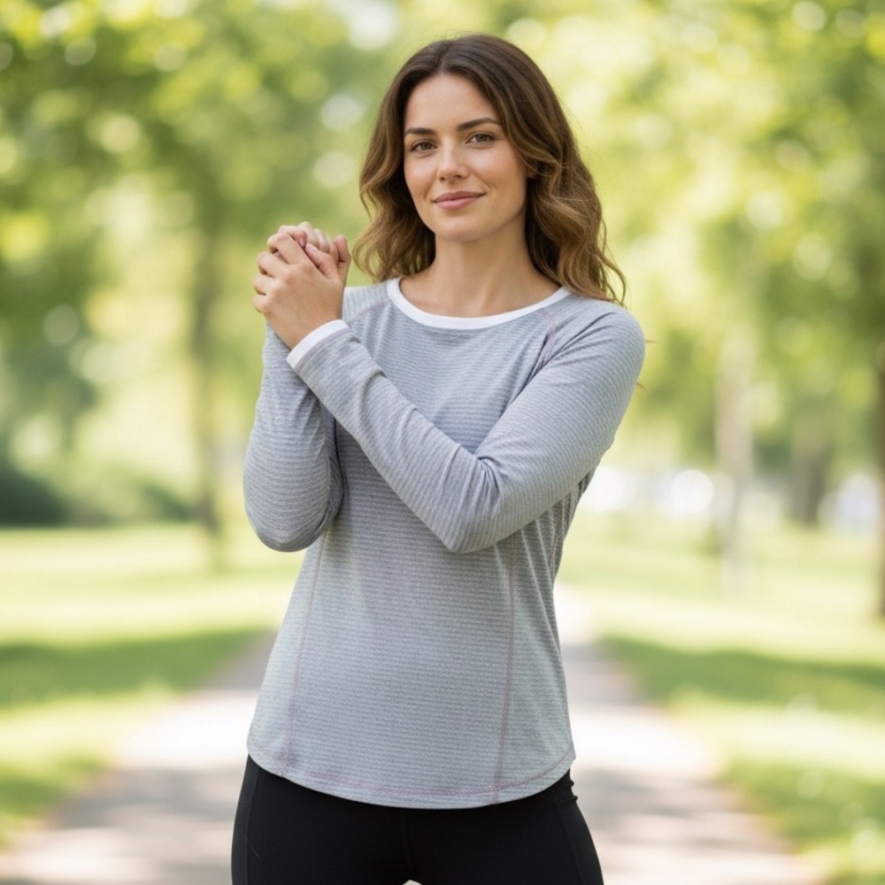 Lululemon L/S Women's Top “Turn Around” Reversible Gray/White Stripe Size-6